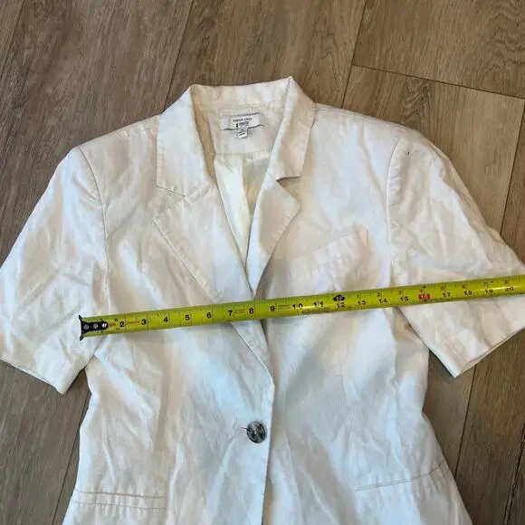 EUDON CHOI Women's Short Sleeve Linen Blazer Size 10 In Off-White - Picture 9 of 11